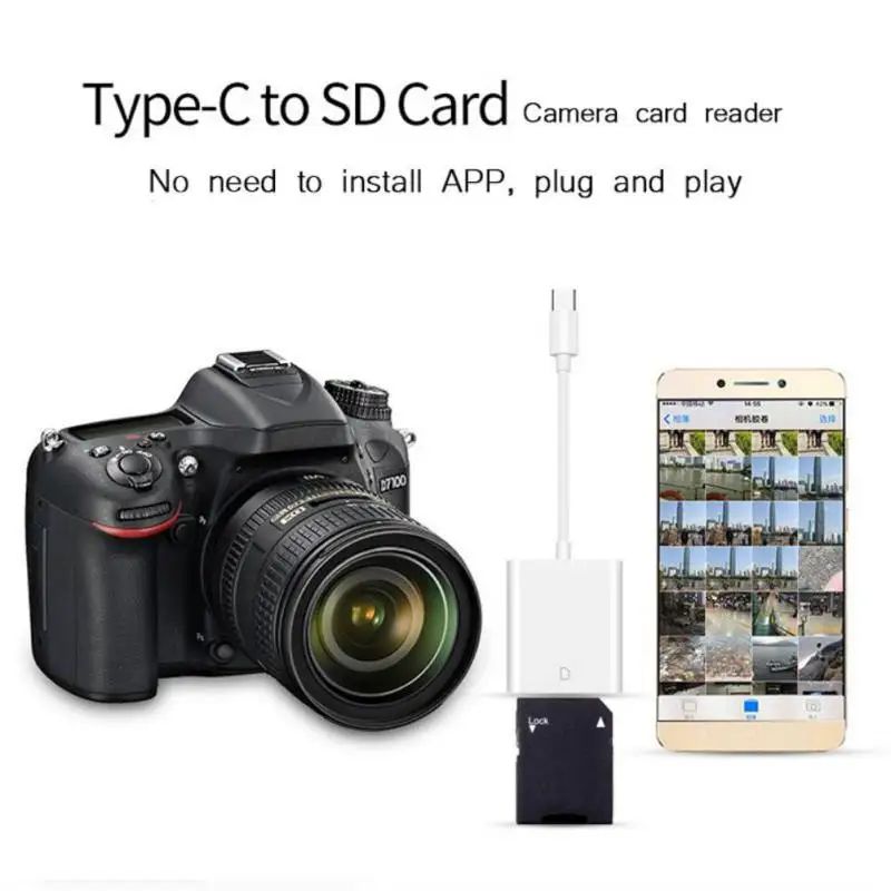 ПВХ Plug and play камера видео конвертер Type C к SD кард ридер адаптер Разъем для