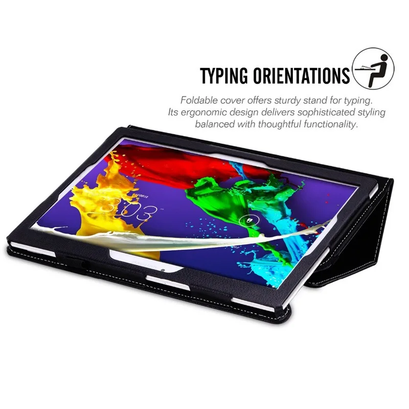 Чехол подставка из искусственной кожи с зернистой фактурой для Lenovo Tab 2