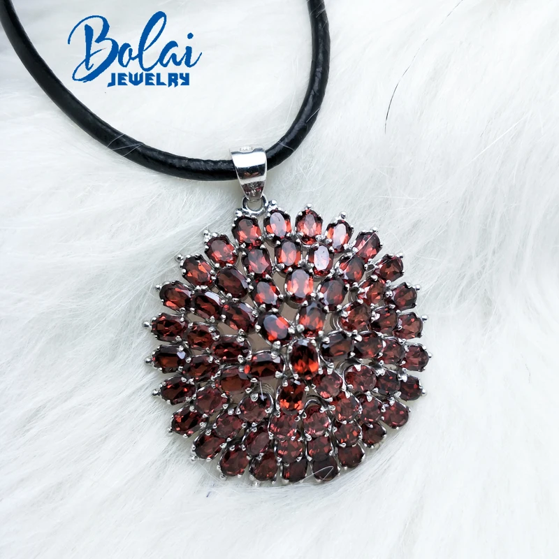 Bolaijewelry, роскошные вечерние подвески и ожерелья, натуральный красный гранат, серебро 925 пробы, хорошее ювелирное изделие, рождественский подарок