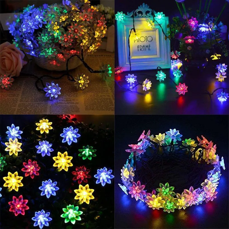 5 м светодиодный на солнечной батарее в виде лотоса световая гирлянда