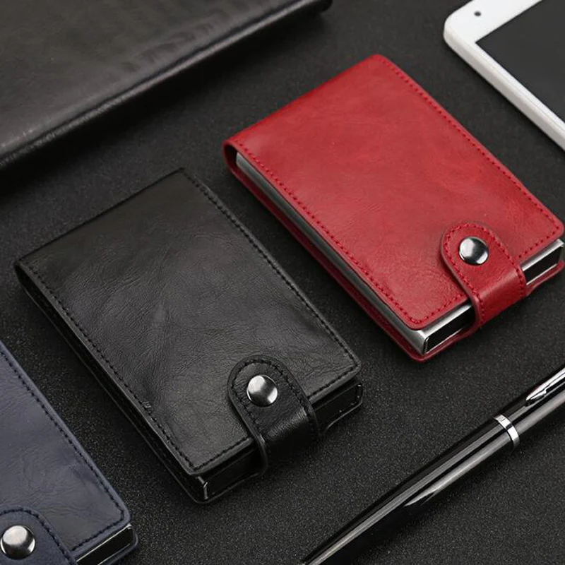 Мужской кошелек Rfid из искусственной кожи держатель для денег алюминиевый