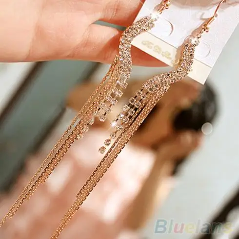 Женские серьги s образной формы со стразами для вечеринки Коктейльная цепочка