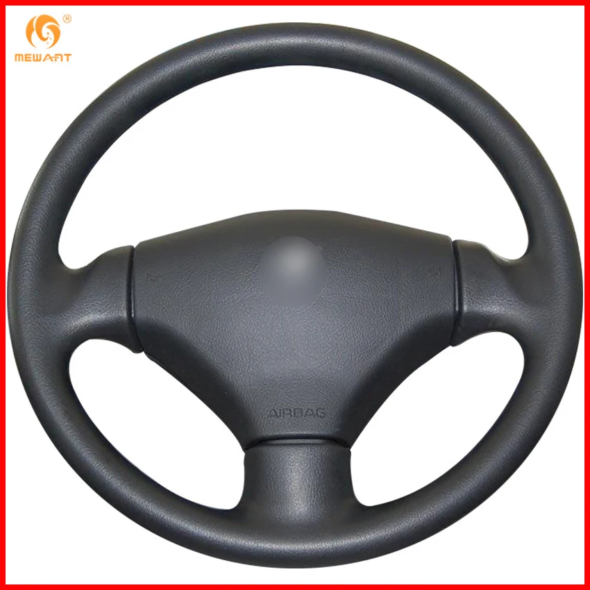 MEWANT черный кожаный чехол на руль автомобиля для peugeot 206 2003 2004 2005 2006 аксессуары для интерьера запчасти