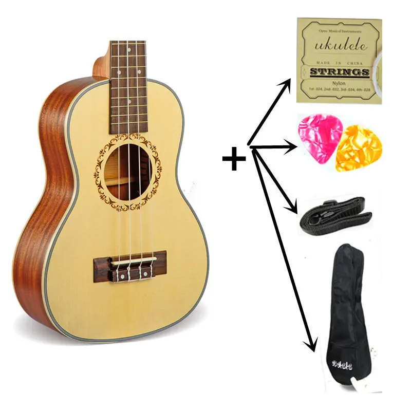 21 дюйм 4 строки Гавайская гитара Ukulele soprano Гавайская маленькая гитара электрическая гитара укулеле с пикап экв миниатюрная гитара укулеле-21 струнные Музыкальные инструменты - Цвет: Uku with all parts