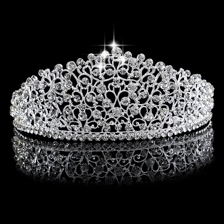 Diversificada de Prata Cristal Coroa de Perolas de Moda Rainha Da Coroa Do Casamento Da tiara Da Noiva Do Cabelo Do Casamento - Окраска металла: Fig