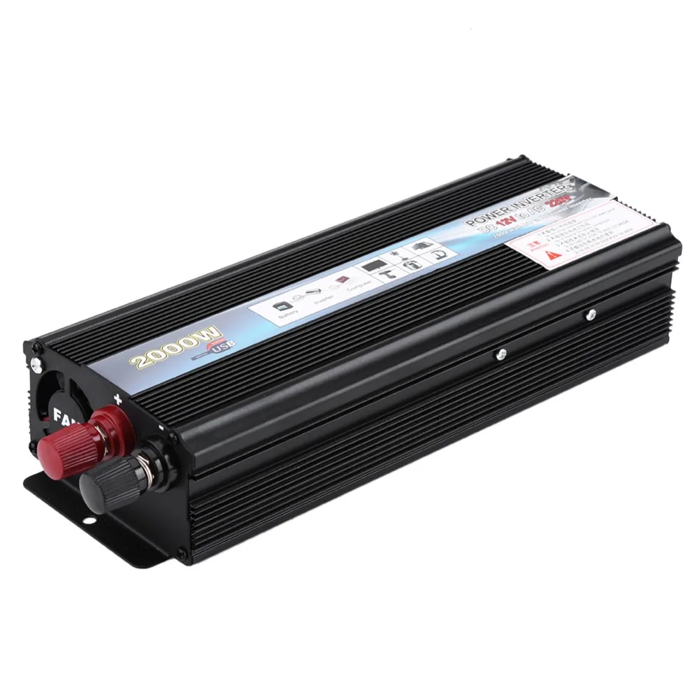 Зарубежные 2000W DC 12V дo AC 220V Автомобильный инвертирующий усилитель мощности