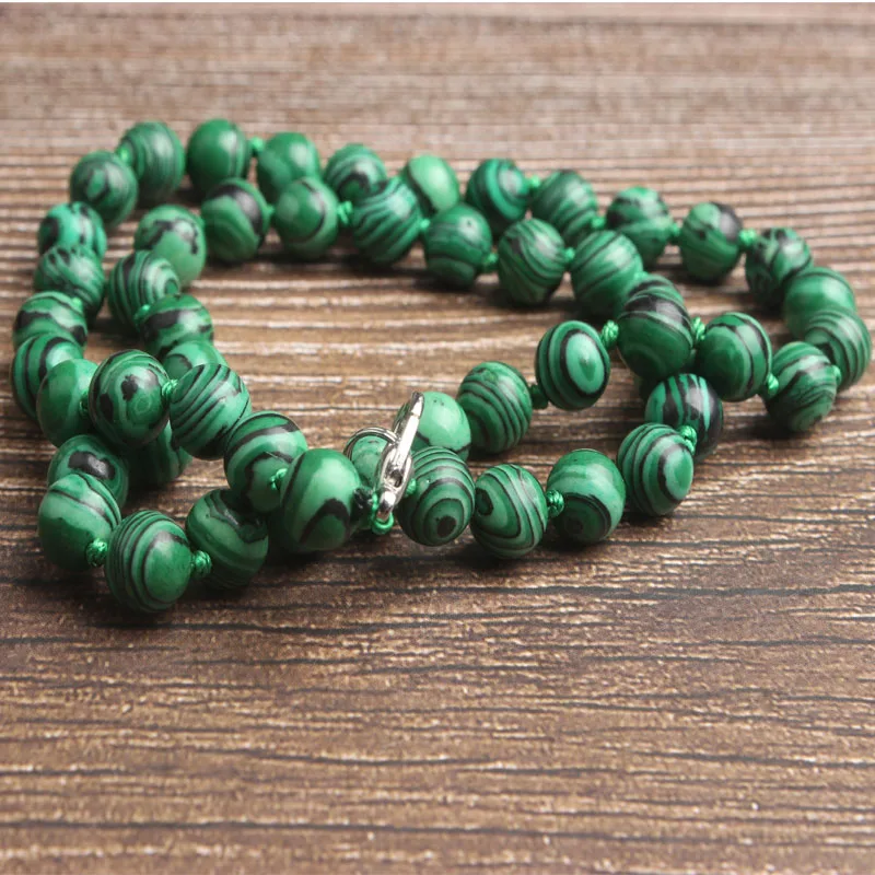 malachite Lan Li 8 мм, модные натуральные ювелирные изделия, застежка-карабин, свободные бусины, сделай сам, женский браслет, ожерелье, серьги-гвоздики, аксессуары - Окраска металла: malachite