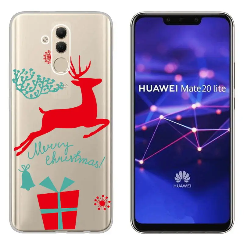 Christmas Festive Santa Reindeer Printed Soft TPU Case sFor Huawei P Smart Y5 2017 Y6 2018 Mate 20 Lite Honor 10 8X Clear Cover |