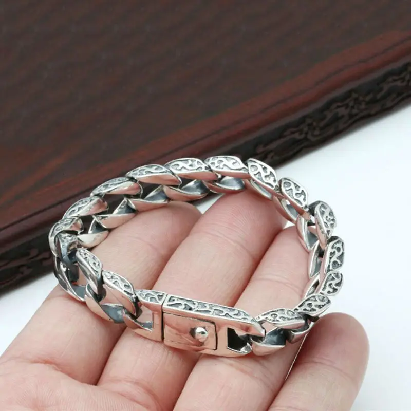 Браслеты 100% Настоящее 925 пробы серебро простой мужской браслет дружбы ручной
