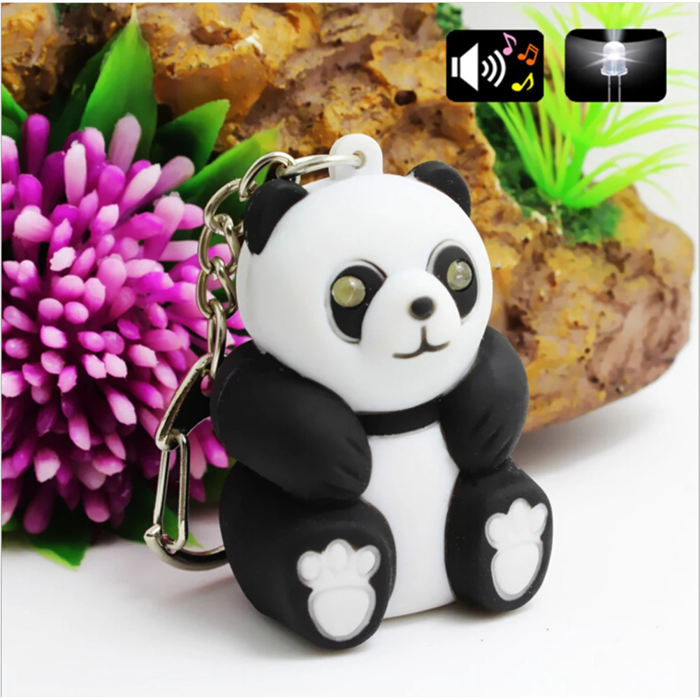 

1Pc Mini Torch Panda LED light Keychain with Sound Toys cute sound glowing Pendant Dolls Gift Men Women Souvenirs