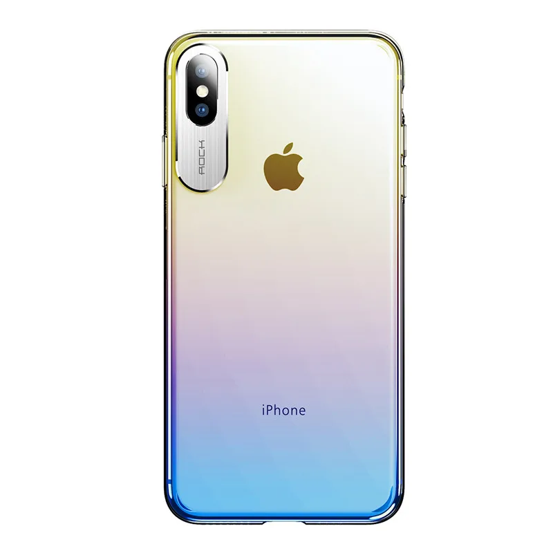 ROCK чехол для Apple iphone X XS Max, роскошный тонкий прозрачный защитный чехол для iphone XR, прозрачный чехол - Цвет: Blue