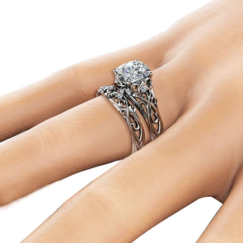 do dower sterling silver platinum plated AAA cubic zircon crystals charms wedding bands engagement ring set for women jewelry | Украшения и