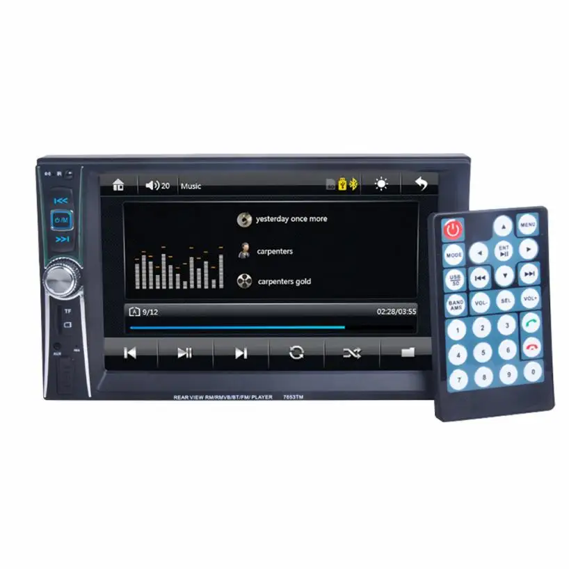 Автомобильный стерео радио 6,6 дюймов двойной 2 Din сенсорный экран в тире Mp3 плеер FM Aux+ камера jul13