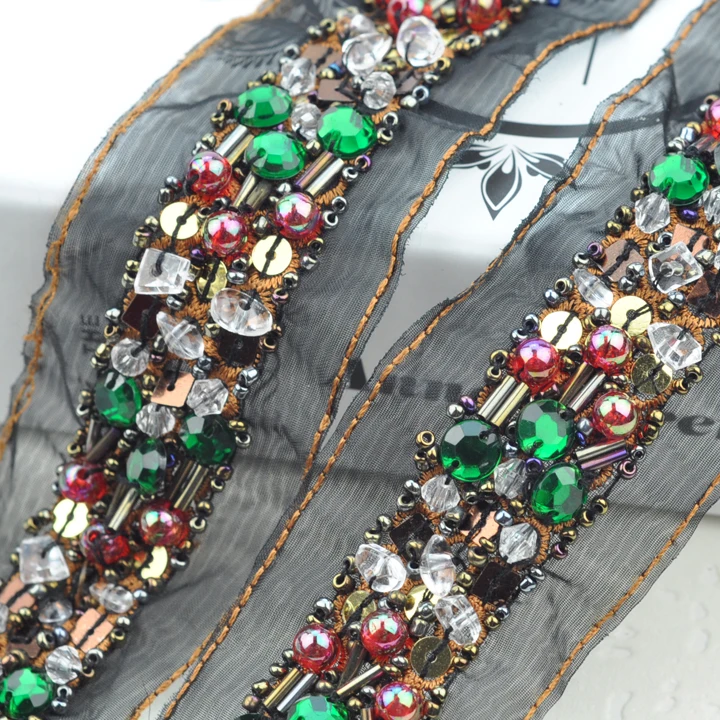 

Fashion Beaded Lace Vintage Handmade DIY dress accessories rhinestone chain trim,beaded trim,rhinestone trim for Dress WTP-1332