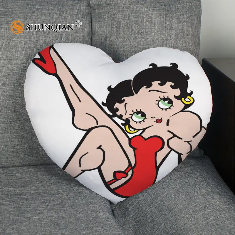 9 Betty Boop горячая Распродажа наволочка в форме сердца на заказ Наволочка на молнии для свадьбы для дома или офиса, декоративные, размер 41x36 см, 47x42 см - Цвет: 9