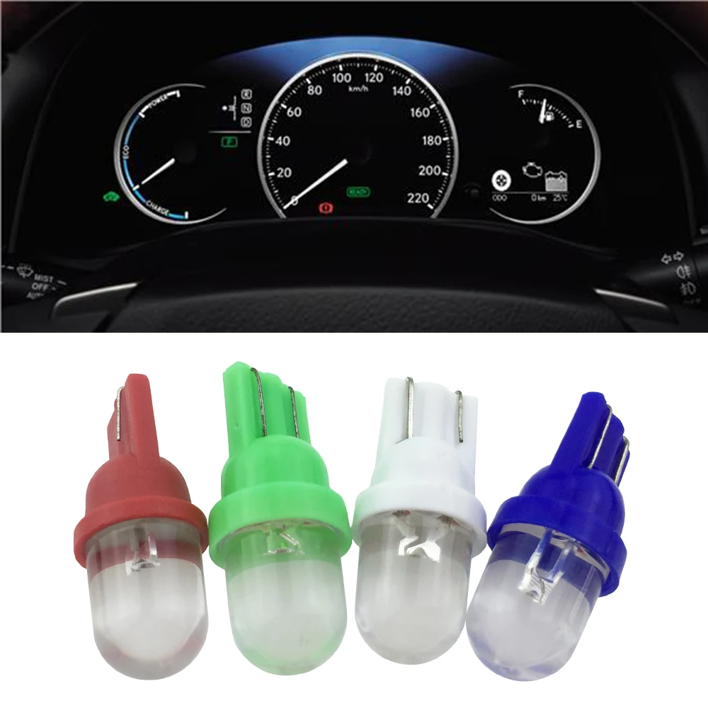 

10pcs Car Interior T5 Led 1 SMD DC 12V Light Ceramic Dashboard Gauge Instrument Ceramic Car Auto Side Wedge Light Lamp Bulb