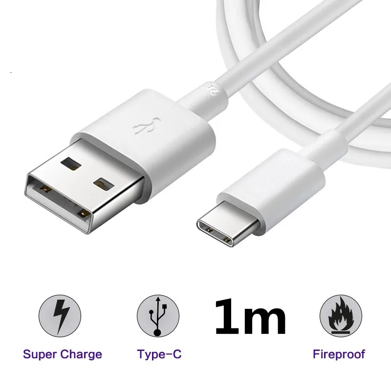 

10Pcs/lot Original Usb 3.1 Type C Cable 1m Fast Charging Charger Type-C Usb-C Flat Wire For Huawei Mate 30 For LG V30 Magic