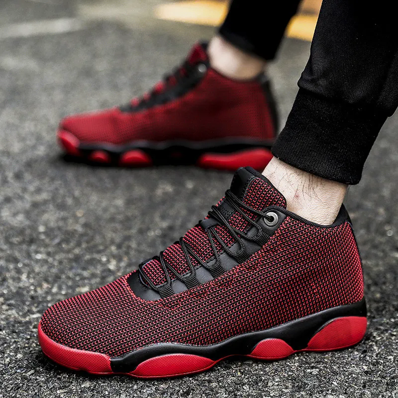 2018 hot couple fashion sneakers casual shoes lace comfort knitted mesh men black gray wine red plus size 36-45 | Обувь