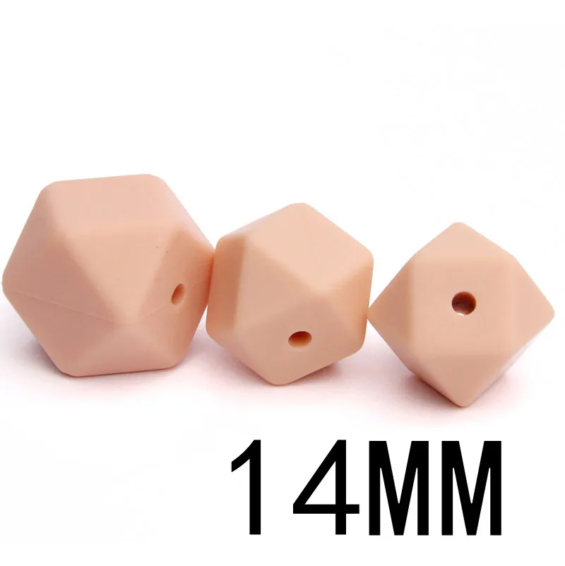 peachy 54 50 шт Силиконовые бусы для прорезывания зубов шестигранник 14 мм силиконовые жевательные бусины ожерелье зубы Diy Ювелирные изделия запчасти пищевой силиконовый бисер - Цвет: peachy 54