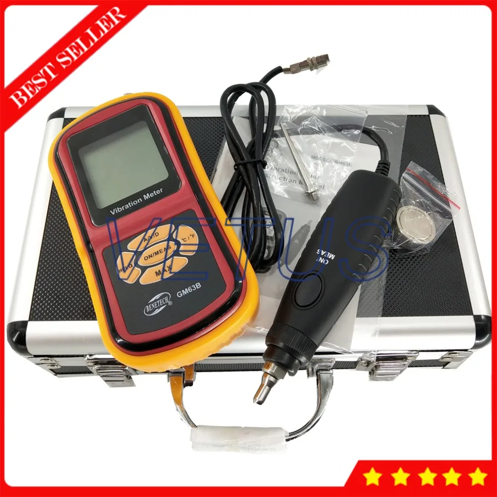 GM63B Высокоточный Ручной датчик вибрации метр тестер анализатор с цифровыми