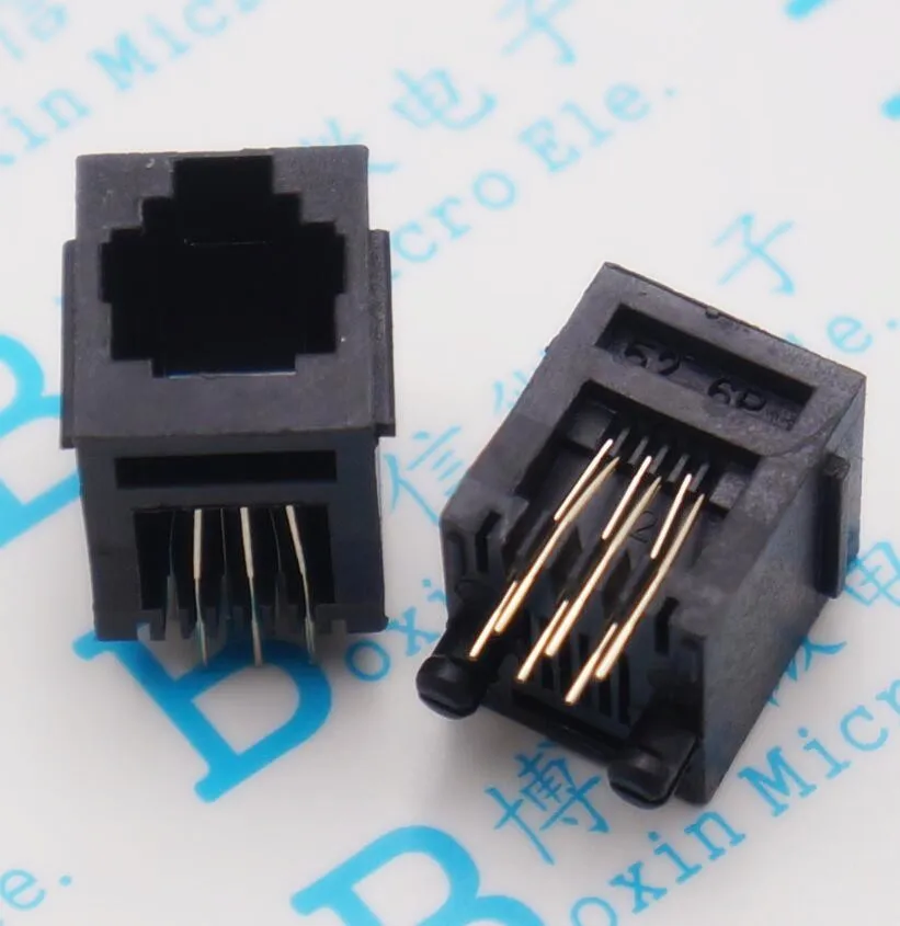 RJ11 52 6P6C разъем для телефона 6 ядер Кристальный Женский 180 градусов по вертикали 20