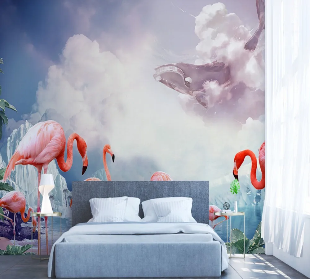 Бесплатная доставка минималистичный ледник пейзаж море Фламинго ТВ Фон Стена на
