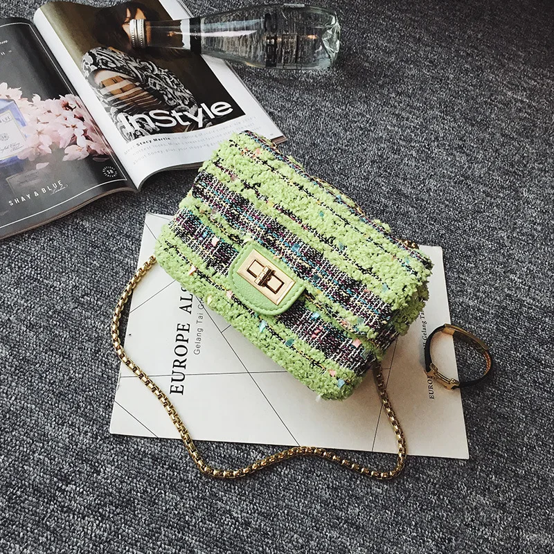Emarald 2017 новая популярная модная женская шерстяная сумка с цепочками Корейская