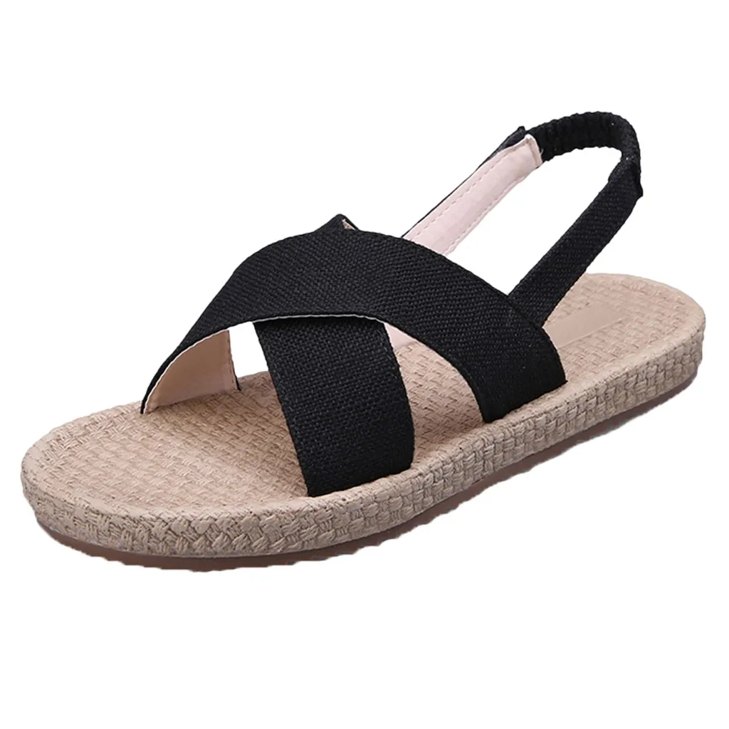 

SAGACE Fashion Ladies Slipper Flat with Shoes Women Bohemian Open Toe Sandals Summer Flat Cross Set Beach walk Slippers Shoes