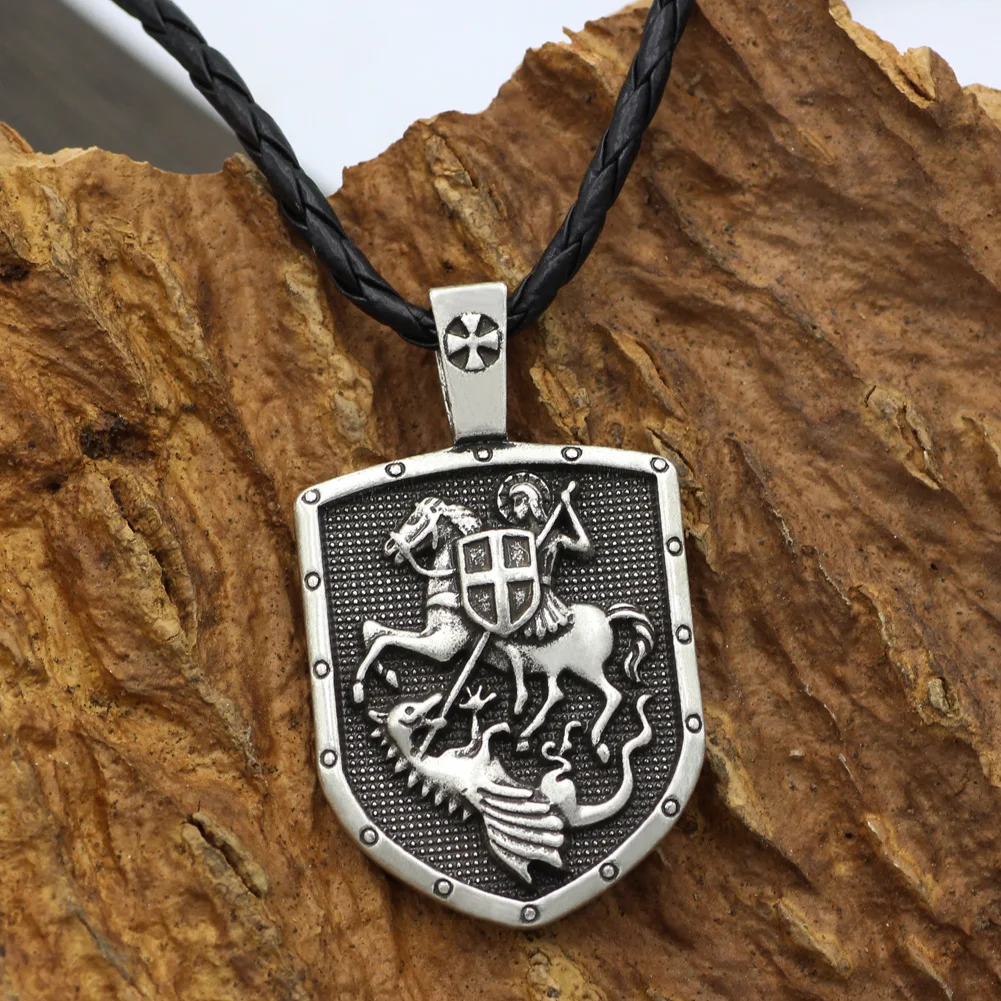 Youe shone ST.GEORGE ON HORSE убивает щит дракона крест медаль амулет с узелком кулон|st george|st