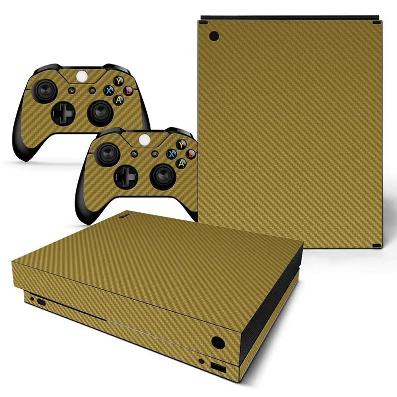 TN-XboneX-gold Новые дизайнерские наклейки из углеродного волокна для консоли xbox one X и 2 контроллеров - Цвет: TN-XboneX-gold
