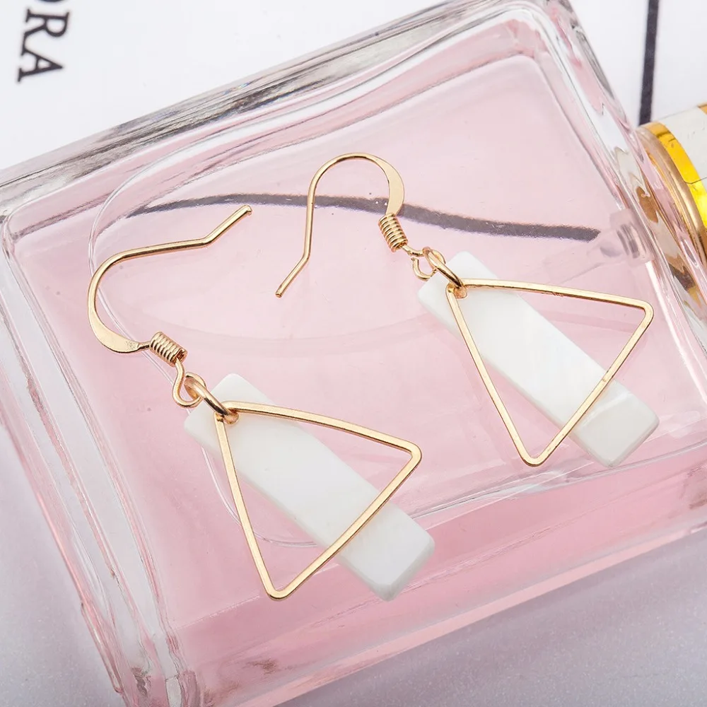 Натуральный текстуры треугольные серьги Shell минималистский Стиль для Для женщин