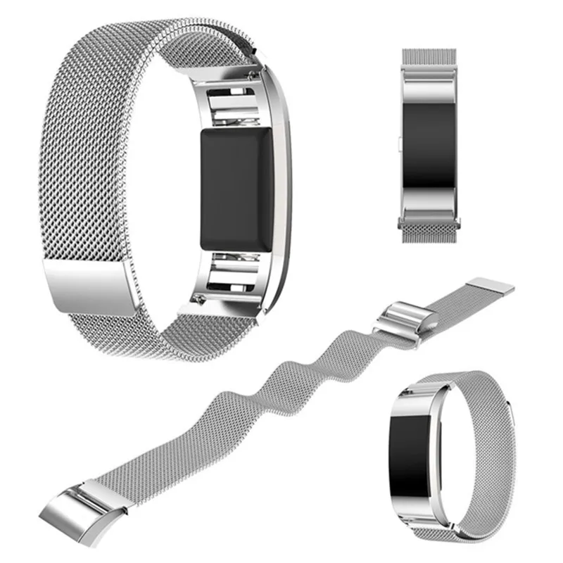 Серебряный Миланский Браслет на петле для Fitbit Charge 2 Спортивная магнитная пряжка