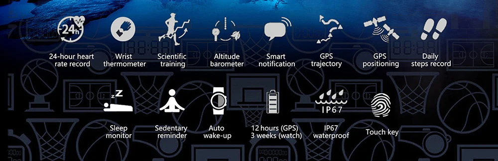 № 1 F5 Смарт-часы IP67 монитор сердечного ритма gps мульти-спортивный режим OLED высотомер Bluetooth Фитнес трекер Android iOS водонепроницаемый