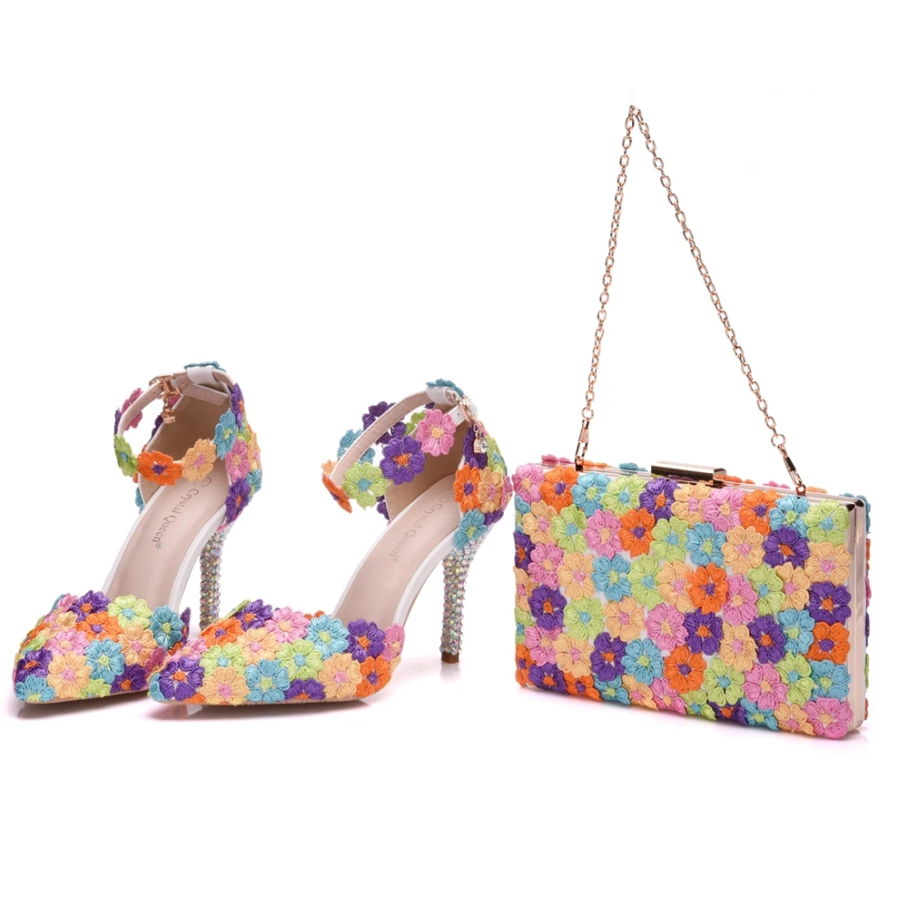 Босоножки женские разноцветные блестящие на высоком каблуке 9 см|Боссоножки и