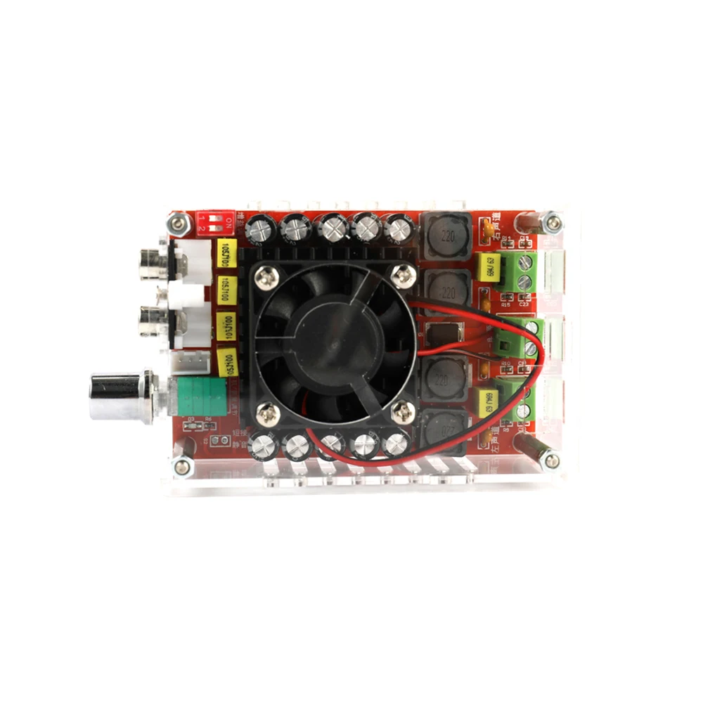

TDA7498 2*100W Car Digital Power Amplifier Board Dual Audio with Acrylic Case and Air Fan