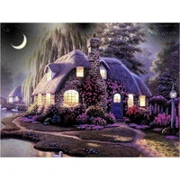 flower town night diamond embroidery diy diamond painting mosaic diamant painting 3d cross stitch pictures h615
