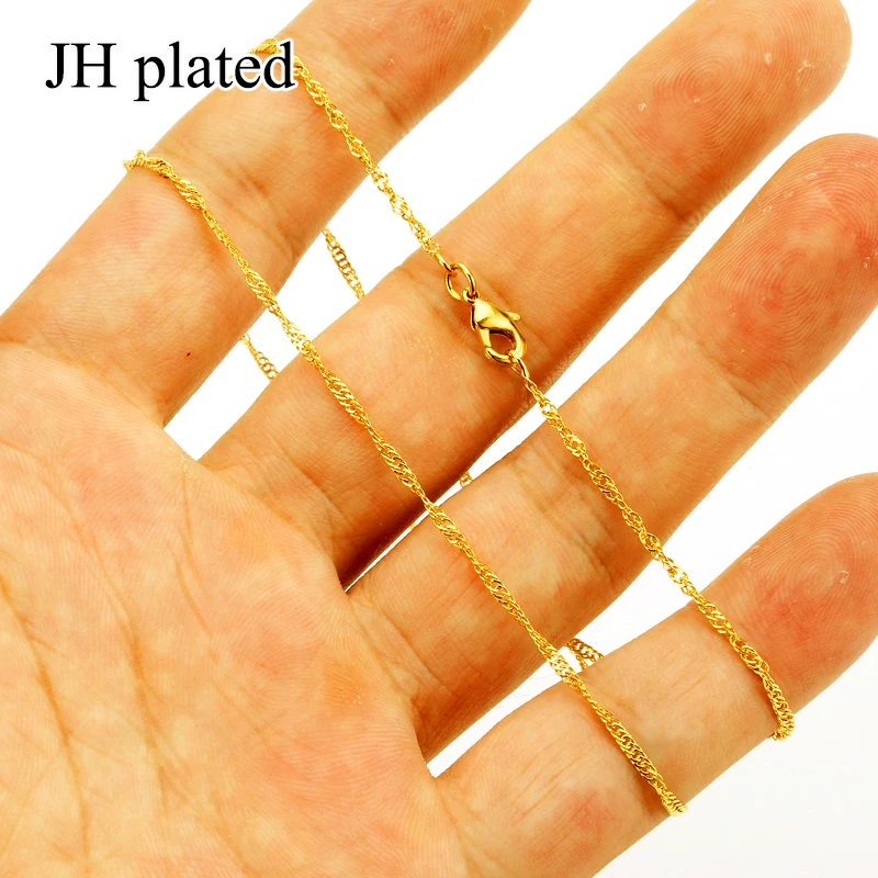 JHplated длина 45 см оптовая продажа волнистые цепи тонкие ожерелья золотой цвет