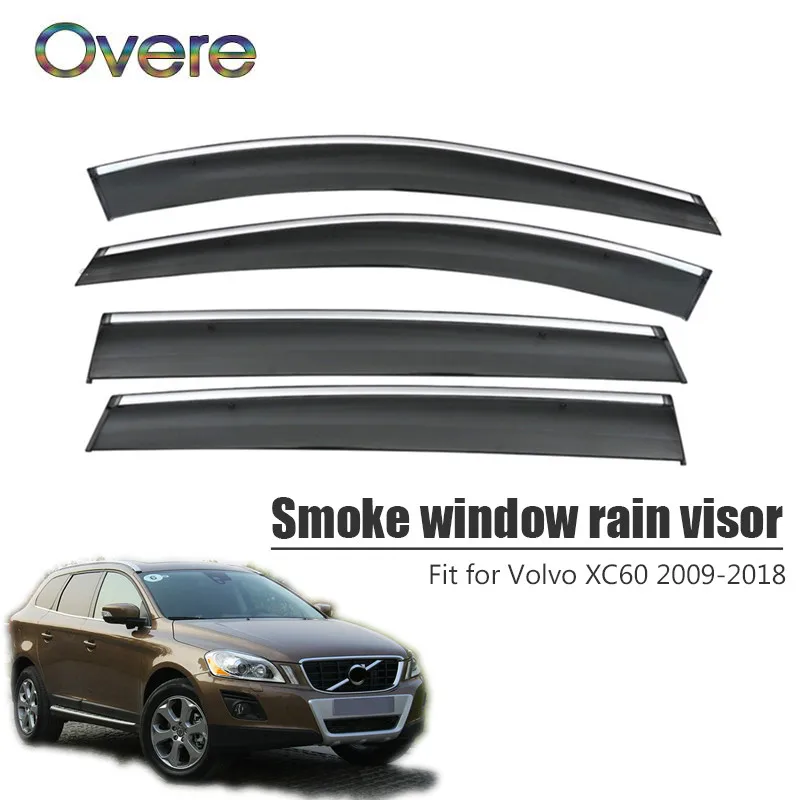 

Overe 4 шт/1 Набор Дымовое окно дождевой козырек для Volvo XC60 2009-2013 2014 2015 2016 2017 2018 ABS навесы укрытия аксессуары