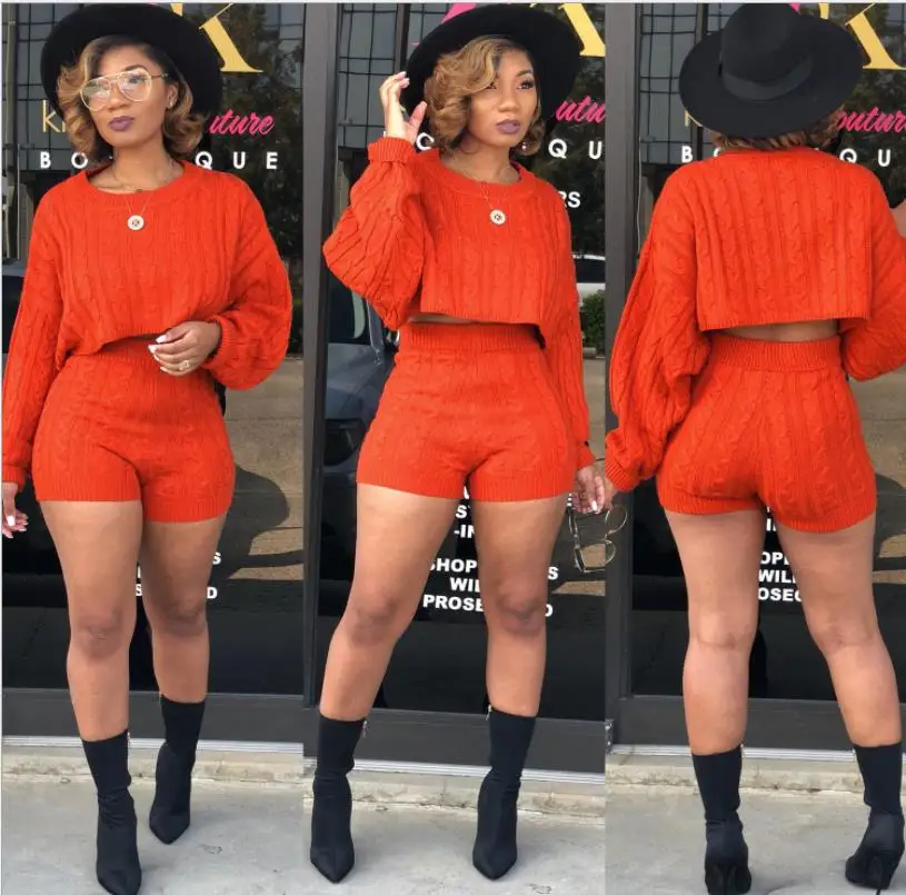 2 из двух частей комплект Женская одежда осень зима наряды вязаный свитер с