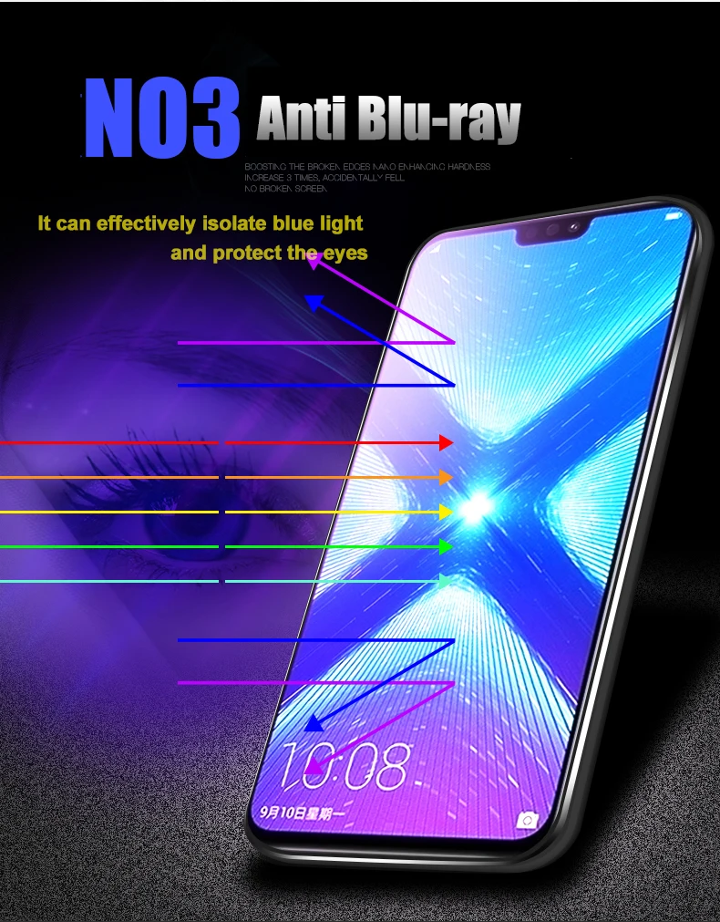 Закаленное стекло для Huawei Honor 8X / Max 2 шт. защита экрана 9H 2.5D Anti Blu Ray стеклянная