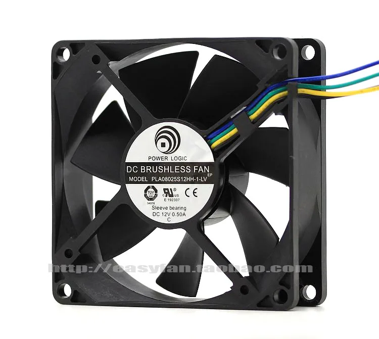 Вентилятор охлаждения процессора POWER LOGIC PLA08025S12HH-1-LV, 8025, 4 линии, ШИМ-контроллер, 8 см