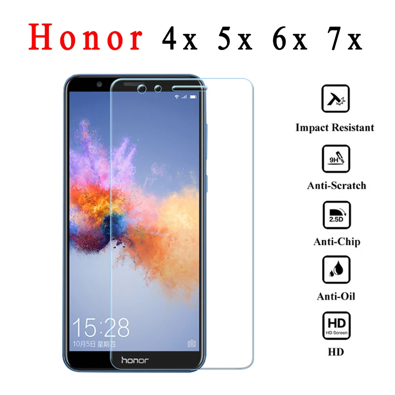 Защитное стекло для экрана honor 7x для huawei 6x 5x 4x закаленное стекло 6 7 5 4 x защитная пленка x6 x7 x5 2.5d защита закаленная пленка 9h