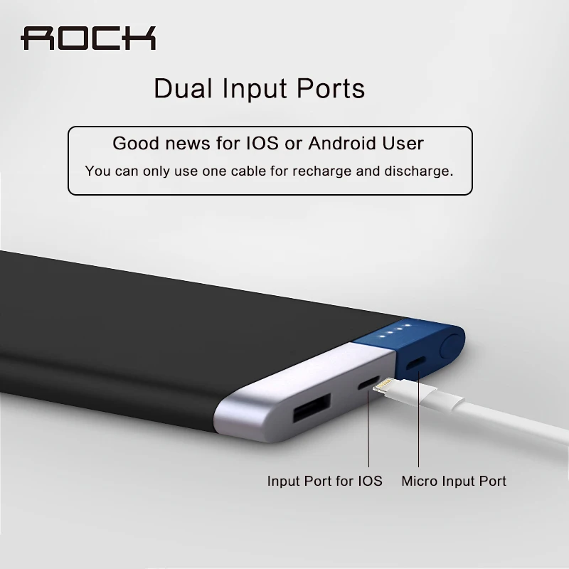 Телефон power Bank 10000 мАч оригинальный рок портативный тонкий маленький милый для