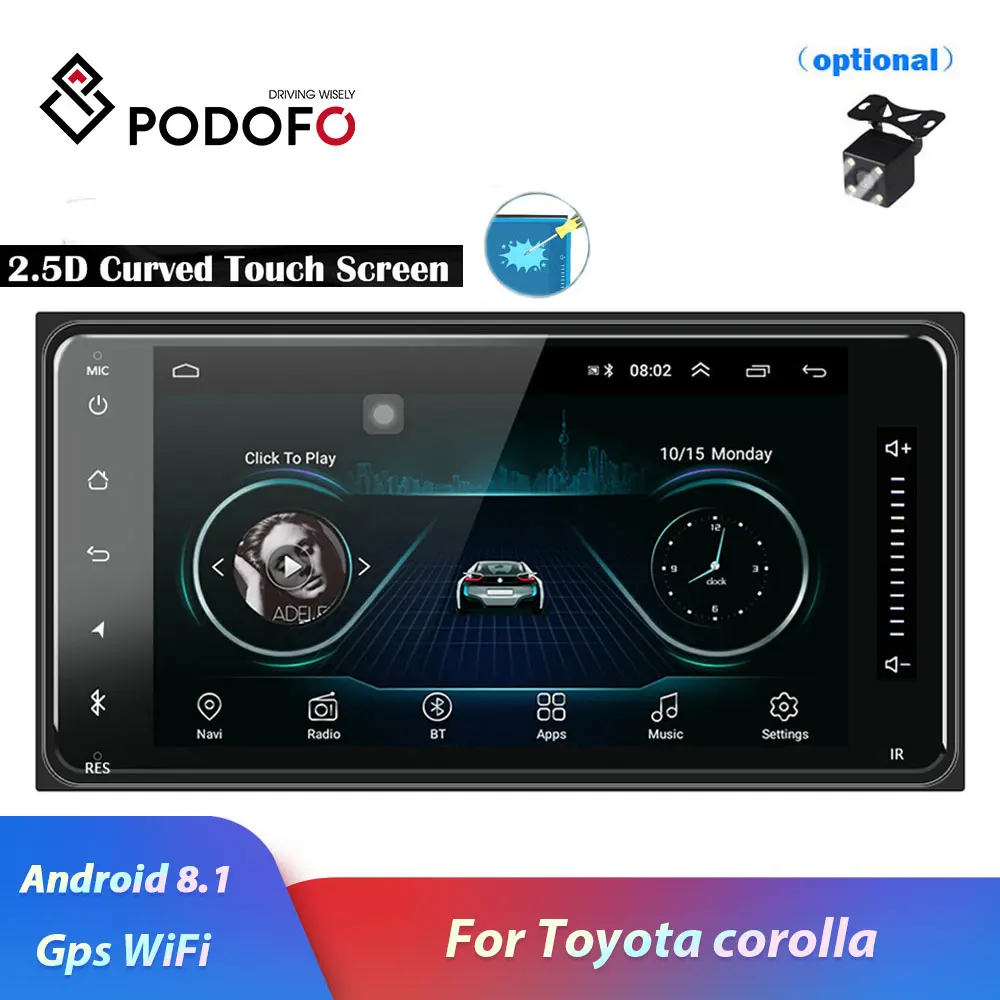 Podofo 2 din 7 &quotавтомобильный радиоприемник Android 8 1 мультимедийный плеер + 16G Авто