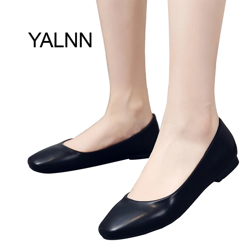 YALNN/осенние мягкие однотонные балетки на плоской подошве с квадратным носком