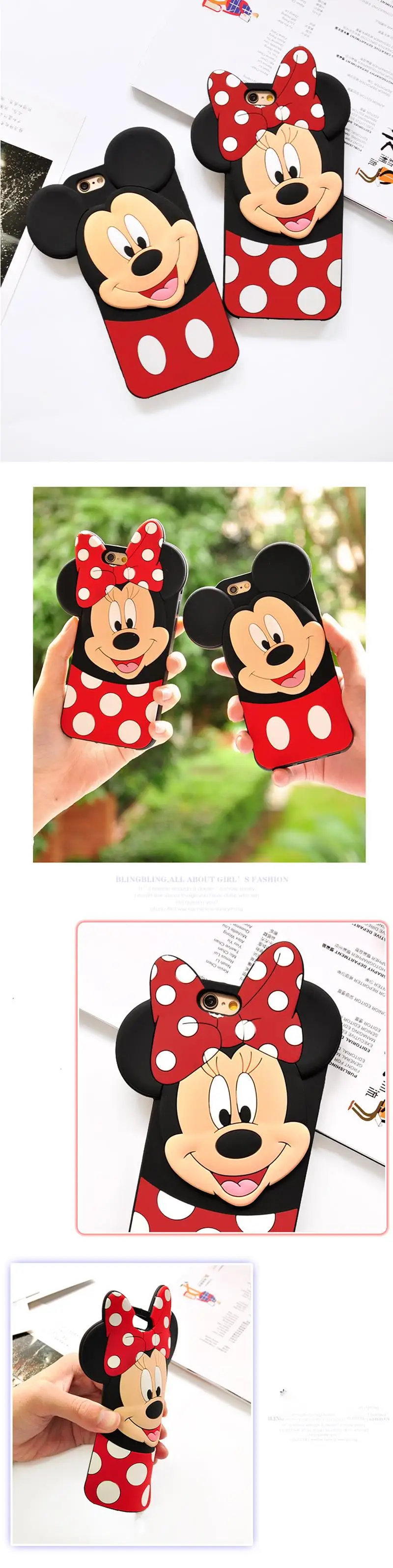 Милый 3D мультяшный чехол с Минни для iPhone 4 4S 5S 5C SE 6 6S 7 8 Plus X XS Max XR бант мягкий чехол для iPod Touch 5 touch 6