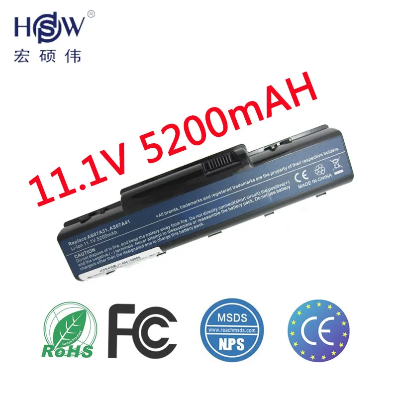 HSW 5200 мАч 6 ячеек Аккумулятор для ноутбука Acer 4520G 4710 4715Z 4720G 4730 4730Z 4736 5235 5334 2930 AS07A31