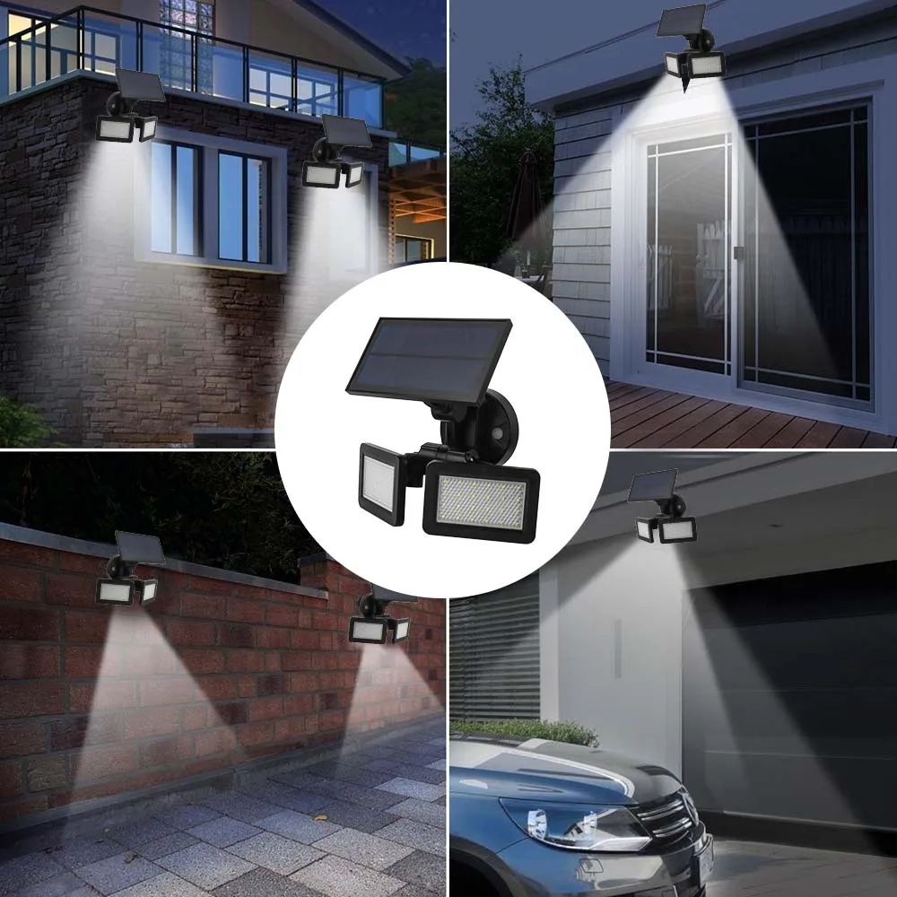 

48 LED Solar Wall Light Dual Head Outdoor waterproof LED PIR Motion Sensor Security Landscape for garden Yard Flood LED Lamp