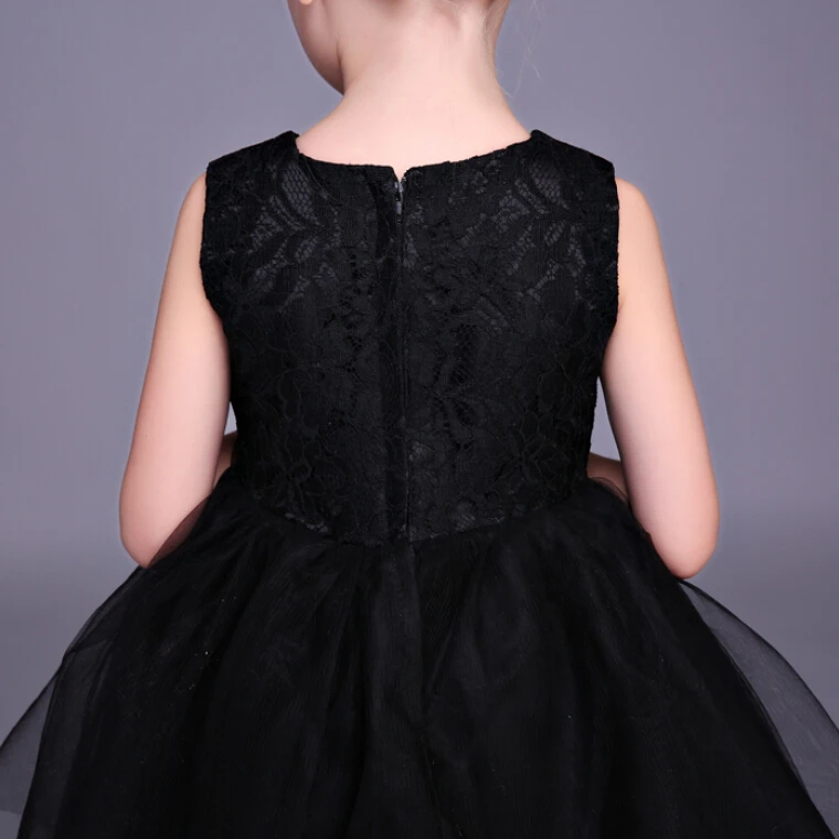 

2017 New Black Flower Girl Dresses High Neck Short Party Pageant Communion Dress for Wedding Little Girls Kids/Children Dress