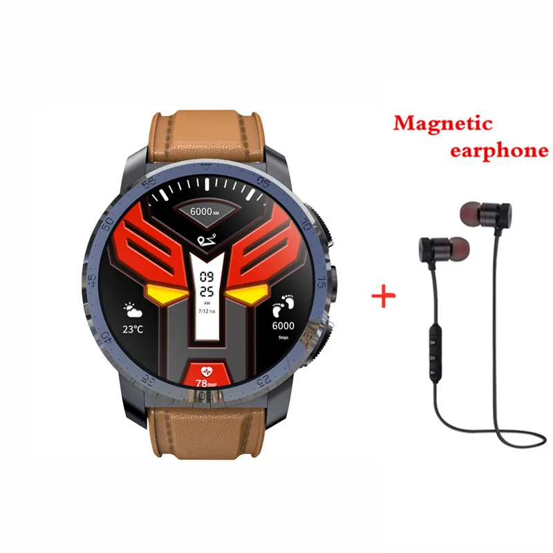 leather add headset Смарт-часы kospet Optimus pro с двумя системами, Android 800 мАч, батарея 8 Мп, камера, gps, водонепроницаемые Смарт-часы для мужчин, для iPhone 8, xiaomi - Цвет: leather add headset